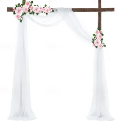 75*600cm Arched Door Gauze Curtain Outdoor Forest Lawn Wedding Decoration Hanging Curtain Wedding Decoration Cloth Curtain Pearl Chiffon Curtain