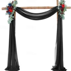 75*600cm Arched Door Gauze Curtain Outdoor Forest Lawn Wedding Decoration Hanging Curtain Wedding Decoration Cloth Curtain Pearl Chiffon Curtain