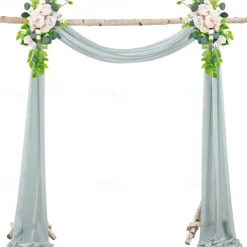 75*600cm Arched Door Gauze Curtain Outdoor Forest Lawn Wedding Decoration Hanging Curtain Wedding Decoration Cloth Curtain Pearl Chiffon Curtain