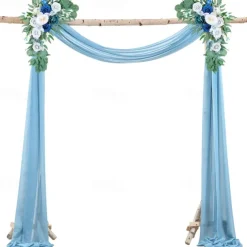 75*600cm Arched Door Gauze Curtain Outdoor Forest Lawn Wedding Decoration Hanging Curtain Wedding Decoration Cloth Curtain Pearl Chiffon Curtain