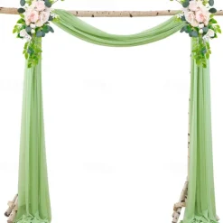 75*600cm Arched Door Gauze Curtain Outdoor Forest Lawn Wedding Decoration Hanging Curtain Wedding Decoration Cloth Curtain Pearl Chiffon Curtain