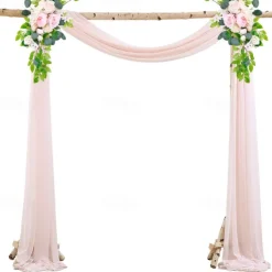 75*600cm Arched Door Gauze Curtain Outdoor Forest Lawn Wedding Decoration Hanging Curtain Wedding Decoration Cloth Curtain Pearl Chiffon Curtain