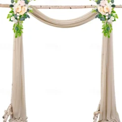 75*600cm Arched Door Gauze Curtain Outdoor Forest Lawn Wedding Decoration Hanging Curtain Wedding Decoration Cloth Curtain Pearl Chiffon Curtain
