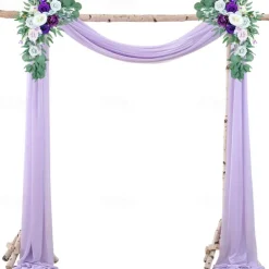 75*600cm Arched Door Gauze Curtain Outdoor Forest Lawn Wedding Decoration Hanging Curtain Wedding Decoration Cloth Curtain Pearl Chiffon Curtain