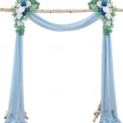 75*600cm Arched Door Gauze Curtain Outdoor Forest Lawn Wedding Decoration Hanging Curtain Wedding Decoration Cloth Curtain Pearl Chiffon Curtain