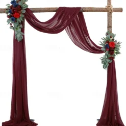 75*600cm Arched Door Gauze Curtain Outdoor Forest Lawn Wedding Decoration Hanging Curtain Wedding Decoration Cloth Curtain Pearl Chiffon Curtain