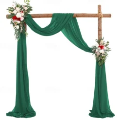 75*600cm Arched Door Gauze Curtain Outdoor Forest Lawn Wedding Decoration Hanging Curtain Wedding Decoration Cloth Curtain Pearl Chiffon Curtain
