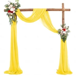 75*600cm Arched Door Gauze Curtain Outdoor Forest Lawn Wedding Decoration Hanging Curtain Wedding Decoration Cloth Curtain Pearl Chiffon Curtain