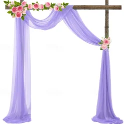 75*600cm Arched Door Gauze Curtain Outdoor Forest Lawn Wedding Decoration Hanging Curtain Wedding Decoration Cloth Curtain Pearl Chiffon Curtain