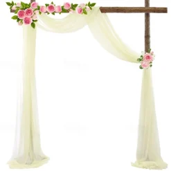 75*600cm Arched Door Gauze Curtain Outdoor Forest Lawn Wedding Decoration Hanging Curtain Wedding Decoration Cloth Curtain Pearl Chiffon Curtain