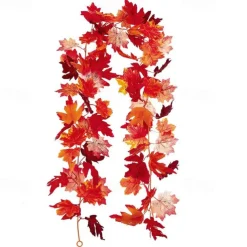 170CM Artificial Maple Vine, Fall Maple Leaf Garland, Outdoor Garden DIY Decoration, Wedding Festival Party Decoration, Autumn Thanksgiving Halloween Room Decor