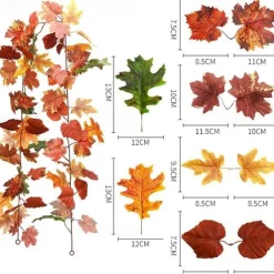 170CM Artificial Maple Vine, Fall Maple Leaf Garland, Outdoor Garden DIY Decoration, Wedding Festival Party Decoration, Autumn Thanksgiving Halloween Room Decor