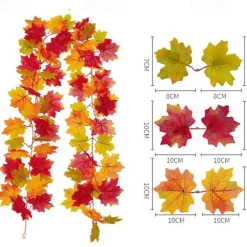 170CM Artificial Maple Vine, Fall Maple Leaf Garland, Outdoor Garden DIY Decoration, Wedding Festival Party Decoration, Autumn Thanksgiving Halloween Room Decor