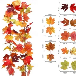 170CM Artificial Maple Vine, Fall Maple Leaf Garland, Outdoor Garden DIY Decoration, Wedding Festival Party Decoration, Autumn Thanksgiving Halloween Room Decor
