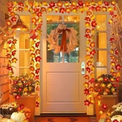 170CM Artificial Maple Vine, Fall Maple Leaf Garland, Outdoor Garden DIY Decoration, Wedding Festival Party Decoration, Autumn Thanksgiving Halloween Room Decor