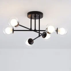 58cm LED Ceiling Light Nordic Sputnik Design Black Gold Globe Design Glass Chandelier Metal Artistic Style Sputnik Industrial Painted Finishes Artistic Nordic Style 110-120V 220-240V