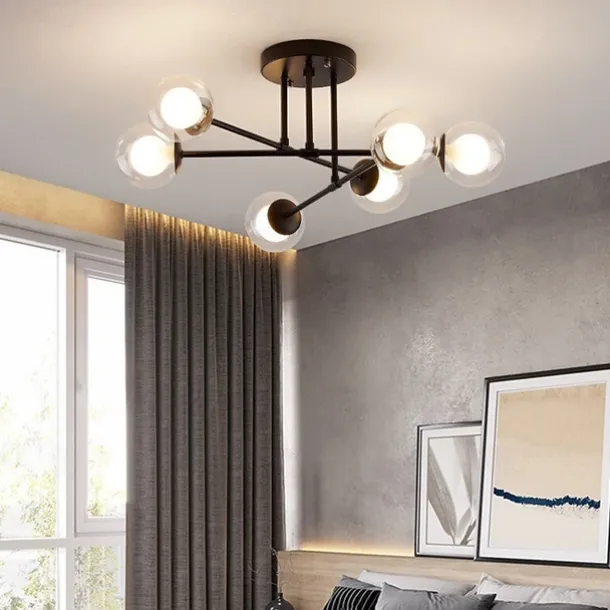 58cm LED Ceiling Light Nordic Sputnik Design Black Gold Globe Design Glass Chandelier Metal Artistic Style Sputnik Industrial Painted Finishes Artistic Nordic Style 110-120V 220-240V