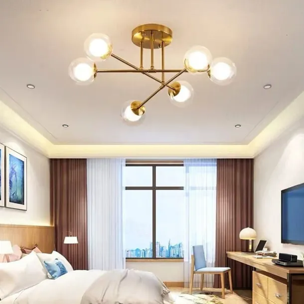 58cm LED Ceiling Light Nordic Sputnik Design Black Gold Globe Design Glass Chandelier Metal Artistic Style Sputnik Industrial Painted Finishes Artistic Nordic Style 110-120V 220-240V