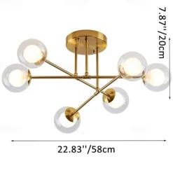 58cm LED Ceiling Light Nordic Sputnik Design Black Gold Globe Design Glass Chandelier Metal Artistic Style Sputnik Industrial Painted Finishes Artistic Nordic Style 110-120V 220-240V