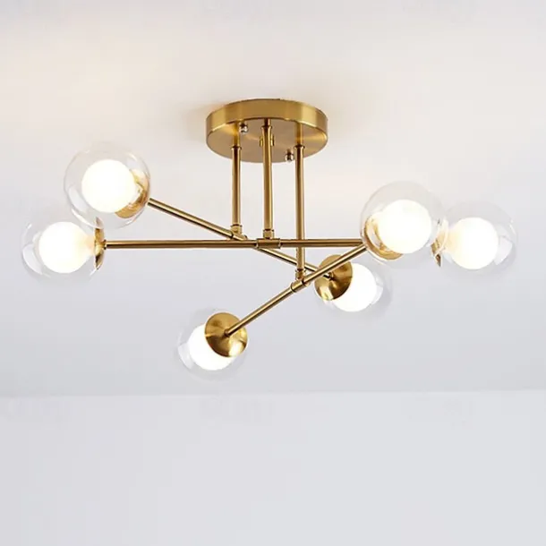 58cm LED Ceiling Light Nordic Sputnik Design Black Gold Globe Design Glass Chandelier Metal Artistic Style Sputnik Industrial Painted Finishes Artistic Nordic Style 110-120V 220-240V