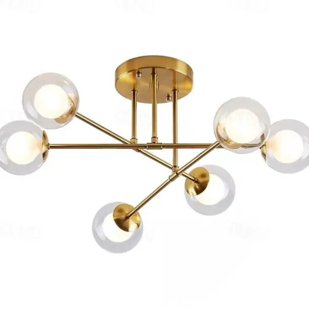 58cm LED Ceiling Light Nordic Sputnik Design Black Gold Globe Design Glass Chandelier Metal Artistic Style Sputnik Industrial Painted Finishes Artistic Nordic Style 110-120V 220-240V