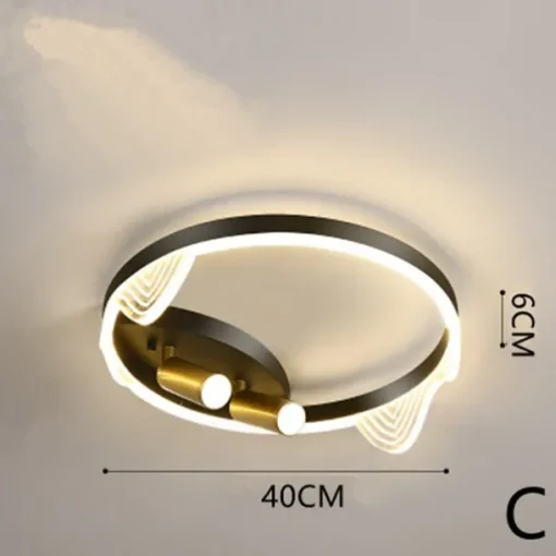 40cm LED Ceiling Light Nordic Modern Black Gold Circle Design Flush Mount Lights Metal Painted Finishes Nature Inspired 220-240V