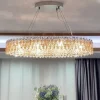 90cm LED Crystal Chandelier Pendant Light Modern Luxury Tricolor Light Lantern Desgin Island Light Stainless Steel Electroplated 110-120V 220-240V