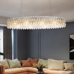 90cm LED Crystal Chandelier Pendant Light Modern Luxury Tricolor Light Lantern Desgin Island Light Stainless Steel Electroplated 110-120V 220-240V