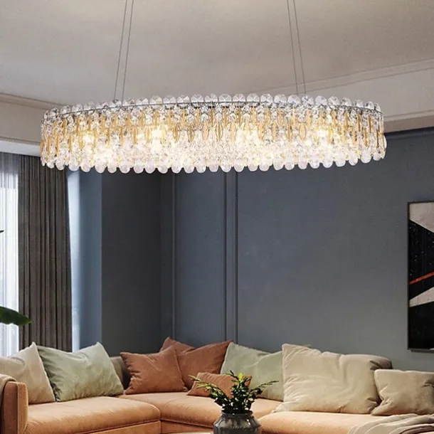 90cm LED Crystal Chandelier Pendant Light Modern Luxury Tricolor Light Lantern Desgin Island Light Stainless Steel Electroplated 110-120V 220-240V