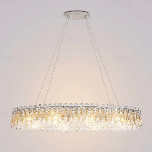 90cm LED Crystal Chandelier Pendant Light Modern Luxury Tricolor Light Lantern Desgin Island Light Stainless Steel Electroplated 110-120V 220-240V