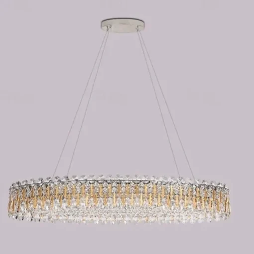 90cm LED Crystal Chandelier Pendant Light Modern Luxury Tricolor Light Lantern Desgin Island Light Stainless Steel Electroplated 110-120V 220-240V