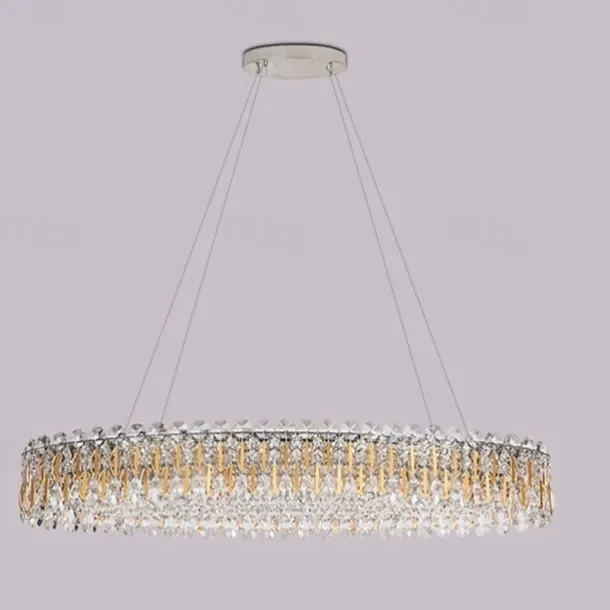 90cm LED Crystal Chandelier Pendant Light Modern Luxury Tricolor Light Lantern Desgin Island Light Stainless Steel Electroplated 110-120V 220-240V