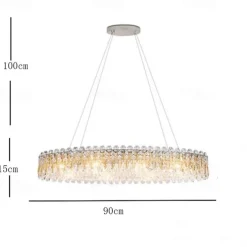 90cm LED Crystal Chandelier Pendant Light Modern Luxury Tricolor Light Lantern Desgin Island Light Stainless Steel Electroplated 110-120V 220-240V