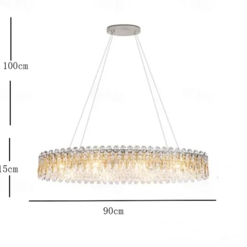 90cm LED Crystal Chandelier Pendant Light Modern Luxury Tricolor Light Lantern Desgin Island Light Stainless Steel Electroplated 110-120V 220-240V