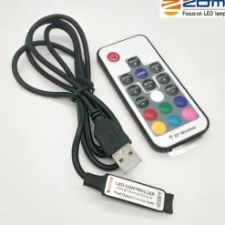 100CM LED Light Strips RGB Tiktok Lights TV Background atmosphere lamp USB 5V Black Waterproof 15W 5050 10mm with 17Key RF Controller DC 5V