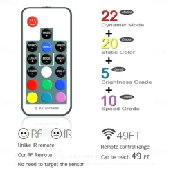 100CM LED Light Strips RGB Tiktok Lights TV Background atmosphere lamp USB 5V Black Waterproof 15W 5050 10mm with 17Key RF Controller DC 5V