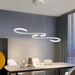 86cm LED Modern Pendant Light Fitting Island Ceiling Lighting Indoor Design Lamp Dining Table Chandelier Metal and Acrylic White Hanging Light Fixture for Living Room, Musical symbols