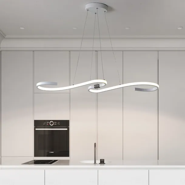 86cm LED Modern Pendant Light Fitting Island Ceiling Lighting Indoor Design Lamp Dining Table Chandelier Metal and Acrylic White Hanging Light Fixture for Living Room, Musical symbols