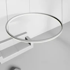 80CM LED Pendant Light Geometrical Circle Design Nordic Modern Simple for Dinning Room Bedroom Entry Aluminum Frame Acrylic Black White Gold Coffee 40W