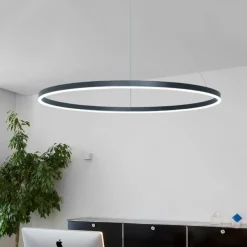 80CM LED Pendant Light Geometrical Circle Design Nordic Modern Simple for Dinning Room Bedroom Entry Aluminum Frame Acrylic Black White Gold Coffee 40W