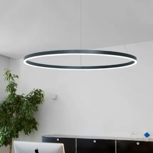 80CM LED Pendant Light Geometrical Circle Design Nordic Modern Simple for Dinning Room Bedroom Entry Aluminum Frame Acrylic Black White Gold Coffee 40W