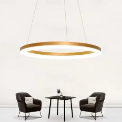 80CM LED Pendant Light Geometrical Circle Design Nordic Modern Simple for Dinning Room Bedroom Entry Aluminum Frame Acrylic Black White Gold Coffee 40W