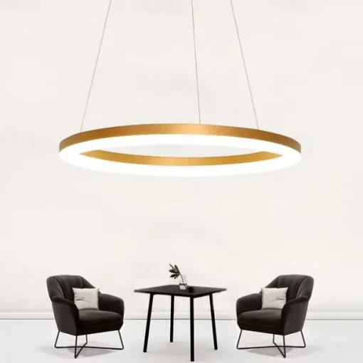 80CM LED Pendant Light Geometrical Circle Design Nordic Modern Simple for Dinning Room Bedroom Entry Aluminum Frame Acrylic Black White Gold Coffee 40W