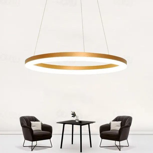 80CM LED Pendant Light Geometrical Circle Design Nordic Modern Simple for Dinning Room Bedroom Entry Aluminum Frame Acrylic Black White Gold Coffee 40W