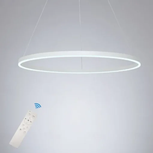 80CM LED Pendant Light Geometrical Circle Design Nordic Modern Simple for Dinning Room Bedroom Entry Aluminum Frame Acrylic Black White Gold Coffee 40W