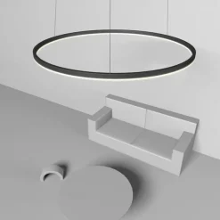 80CM LED Pendant Light Geometrical Circle Design Nordic Modern Simple for Dinning Room Bedroom Entry Aluminum Frame Acrylic Black White Gold Coffee 40W