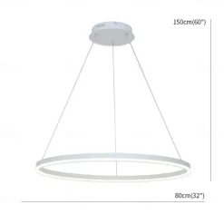 80CM LED Pendant Light Geometrical Circle Design Nordic Modern Simple for Dinning Room Bedroom Entry Aluminum Frame Acrylic Black White Gold Coffee 40W