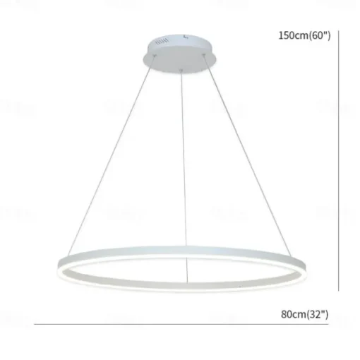 80CM LED Pendant Light Geometrical Circle Design Nordic Modern Simple for Dinning Room Bedroom Entry Aluminum Frame Acrylic Black White Gold Coffee 40W