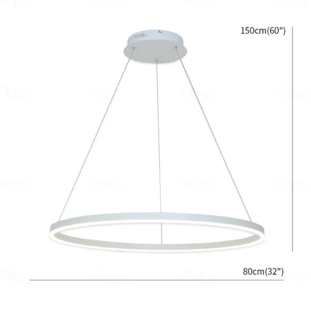 80CM LED Pendant Light Geometrical Circle Design Nordic Modern Simple for Dinning Room Bedroom Entry Aluminum Frame Acrylic Black White Gold Coffee 40W