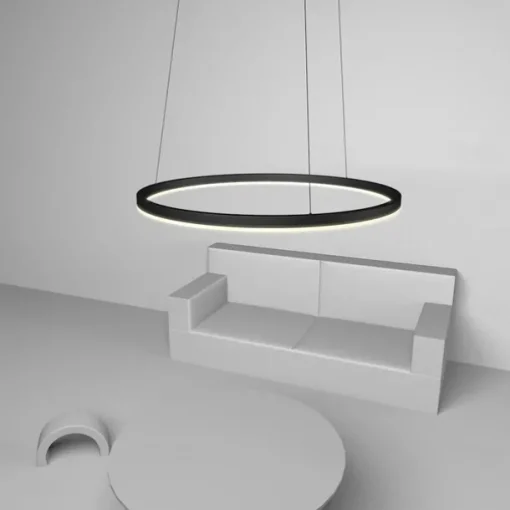 80CM LED Pendant Light Geometrical Circle Design Nordic Modern Simple for Dinning Room Bedroom Entry Aluminum Frame Acrylic Black White Gold Coffee 40W